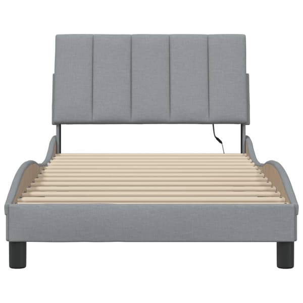Bed Frame without Mattress "Hanko" Light Grey 100x200cm Fabric