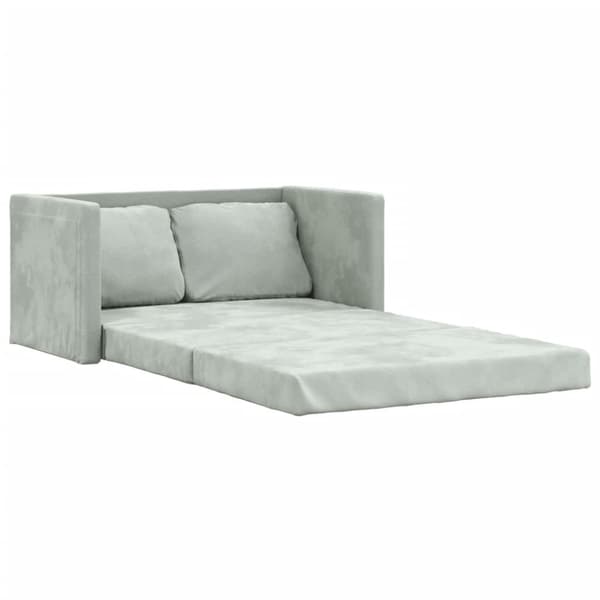 Golvbäddsoffa 2-i-1 Ljusgrå 122x204x55 cm sammet