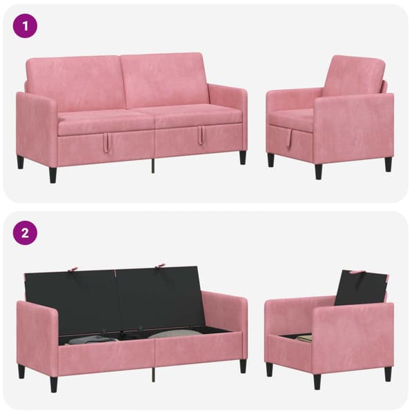 Soffgrupp med förvaring 2 st Rosa Polyester
