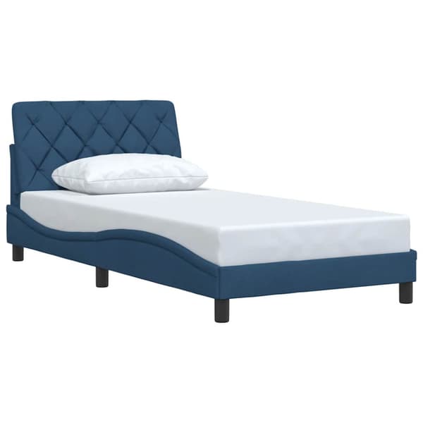 Bed Frame without Mattress Blue 100x200 cm Fabric