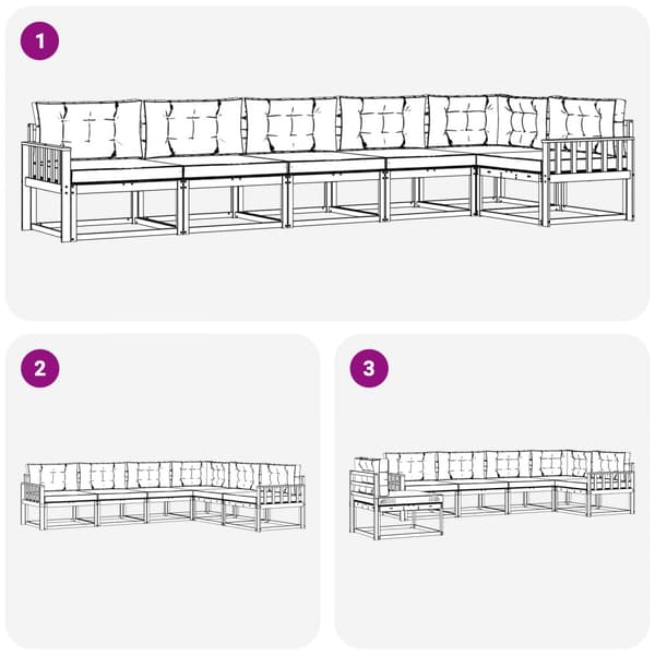 Utomhussoffset med kudde 4 pcs Vit och ljusgrå Polyester