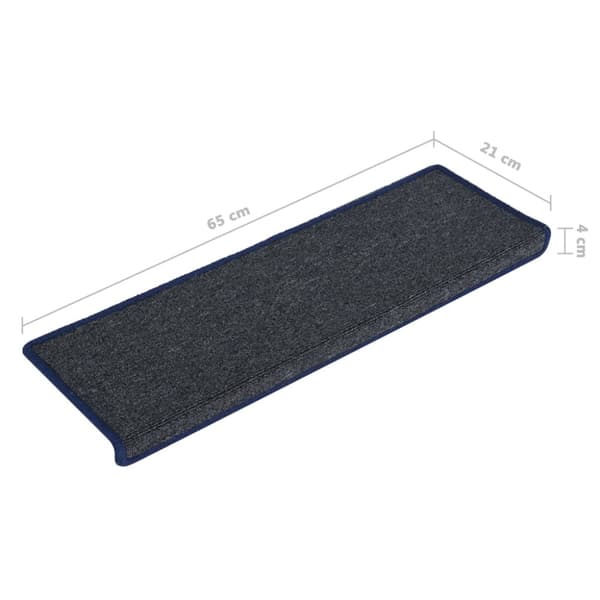 Trappmattor 15 st 65x21x4 cm mörkgrå och blå rektangulär kant