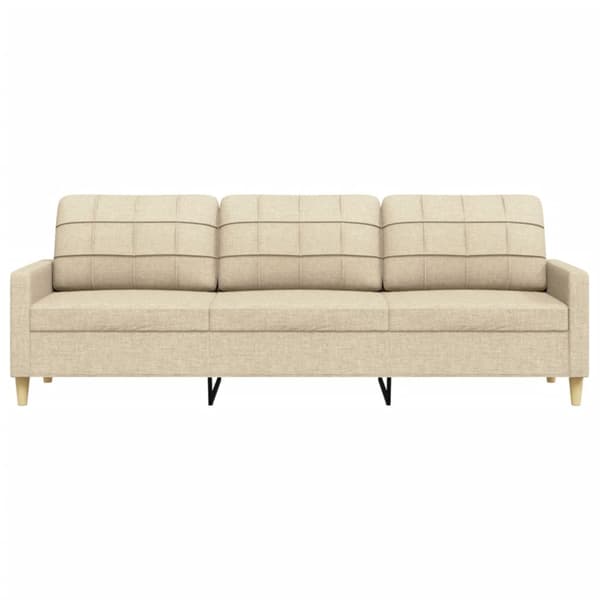 3-sitssoffa gräddvit 210 cm tyg