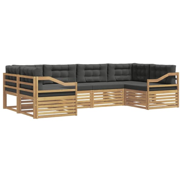 Utomhussoffset med kudde 6 pcs Vit och antracit Polyester