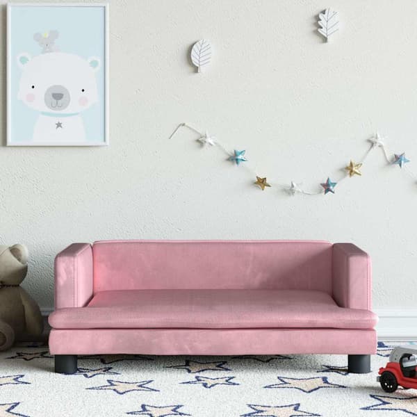 Barnsoffa rosa 80x45x30 cm sammet
