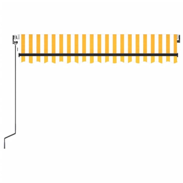 Automatisk markis med vindsensor & LED 350x250 cm gul/vit