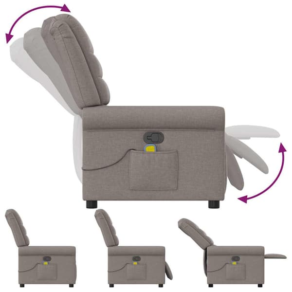 Massagefåtölj taupe tyg
