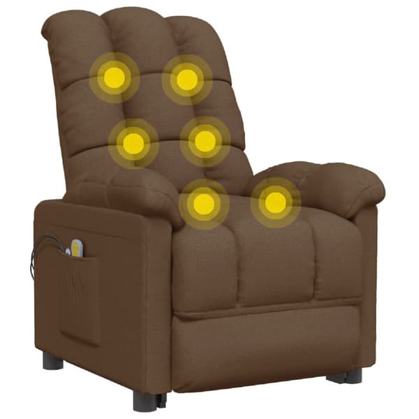 Elektrisk massagefåtölj brun tyg
