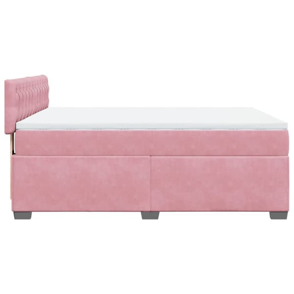 Ramsäng med madrass rosa 140x190 cm sammet