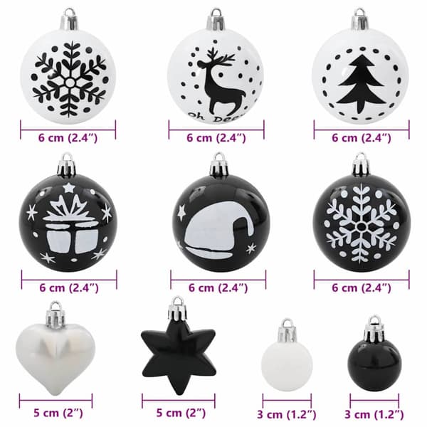 Julprydnad Set 40 pcs Svart och Vitt Plast