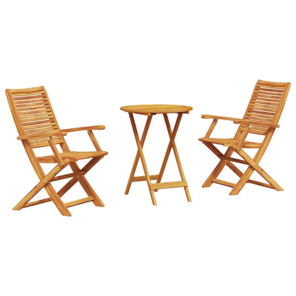 Fällbart bistroset 3 pcs Brun Massivt Akaciaträ