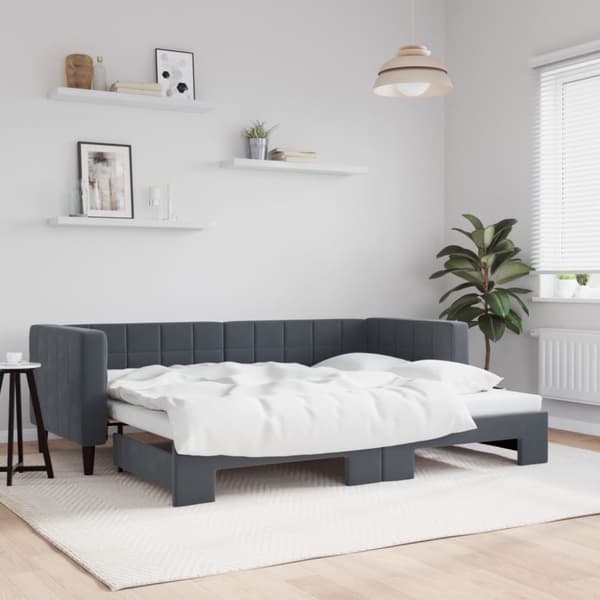 Dagbädd utdragbar mörkgrå 80x200 cm sammet