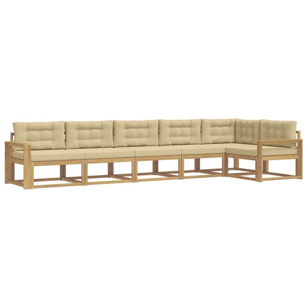 Utomhussoffset med kudde 4 pcs Vit och Beige Polyester