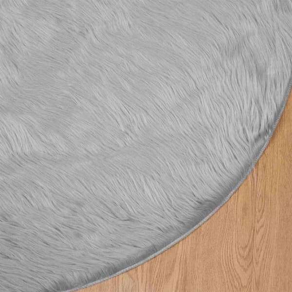 Fuskfäll matta TAFALLA Grå Ø 120 cm Polyester