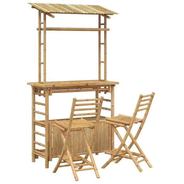 Utebarbord och stolar 3 st Naturlig Bambu