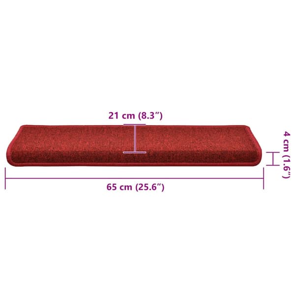 Trappmattor 30 st 65x21x4 cm röd rektangulär kant