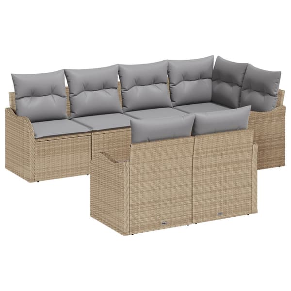 Trädgårdsoffset med lagring 7 pcs Beige Poly rattan