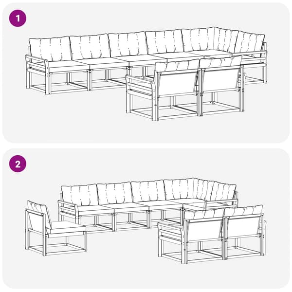 Utomhussoffset med kudde 8 pcs Vit och Beige