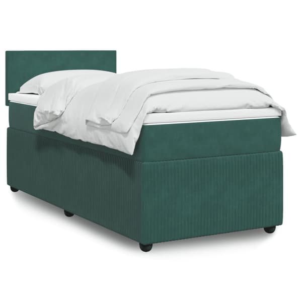 Ramsäng med madrass mörkgrön 90x190 cm sammet