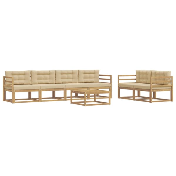 Utomhussoffset med kudde 6 pcs Vit och Beige