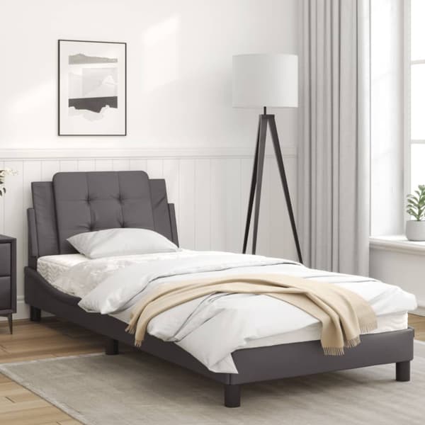 Bed Frame with LED without Mattress "Zadar" Grey 90x200 cm