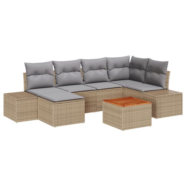 Trädgårdsoffset 7 pcs beige och ljusgrå