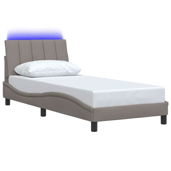 Bed Frame without Mattress "Hanko" Taupe 90x200cm Fabric