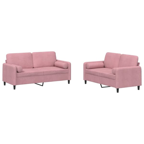 Soffgrupp med kuddar 2 delar rosa sammet
