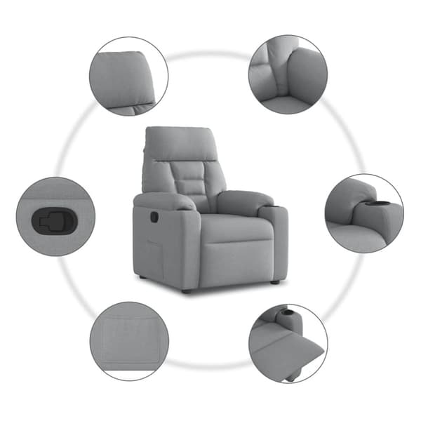 Reclinerfåtölj ljusgrå tyg