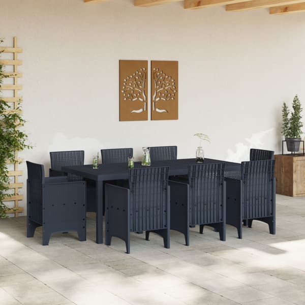 Trädgårdsmöbelset 9 pcs Antracit Polypropylen