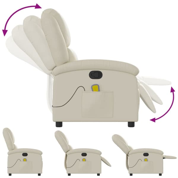 Massagefåtölj krämfärgad konstläder