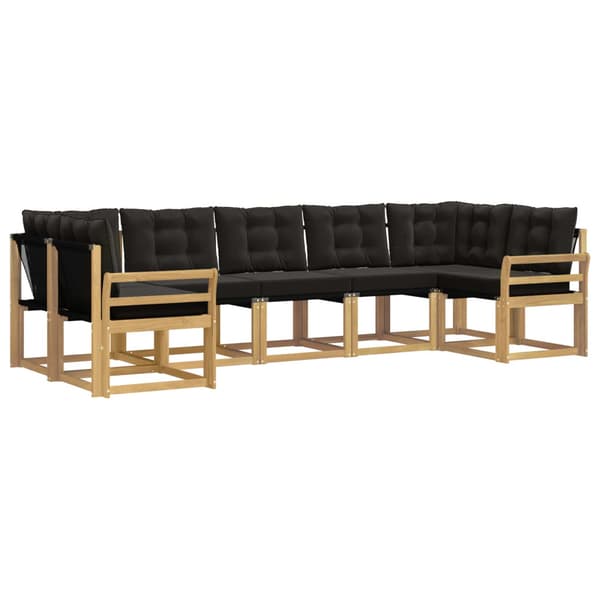 Utomhussoffset med kudde 7 pcs Vit och svart