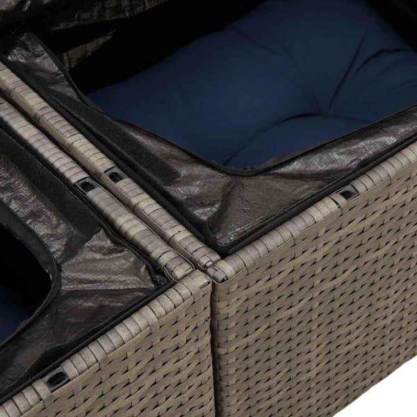 Trädgårdsoffset med lagring 5 pcs Grå Poly rattan