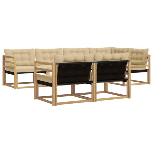 Utomhussoffset med kudde 7 pcs Vit och Beige