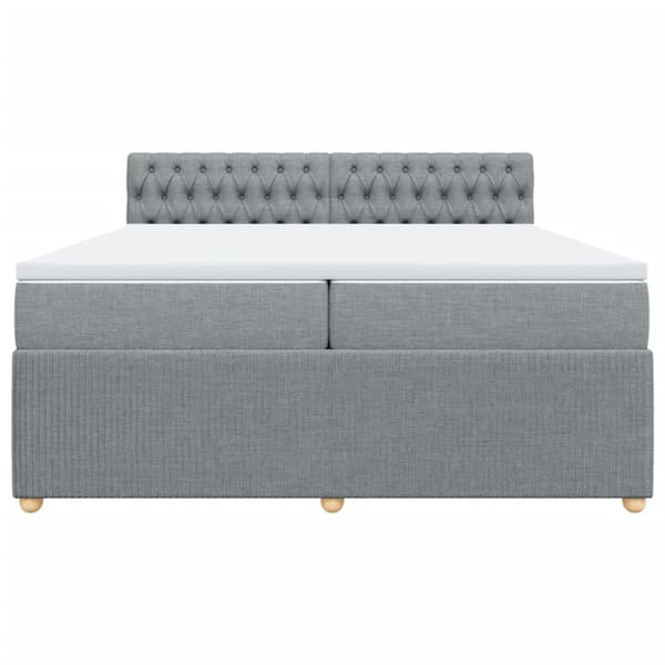 Ramsäng med madrass ljusgrå 200x200 cm tyg