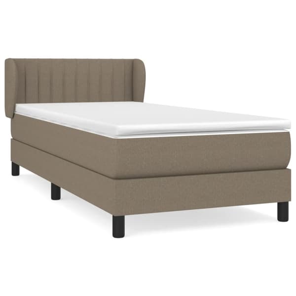 Ramsäng med madrass taupe 90x190 cm tyg