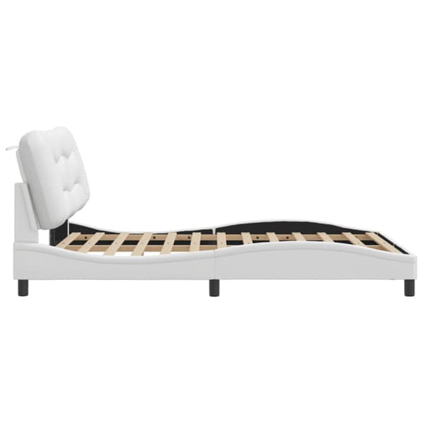 Bed Frame with LED without Mattress "Hvar" White 140x200 cm