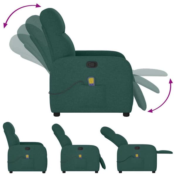 Massagefåtölj mörkgrön tyg