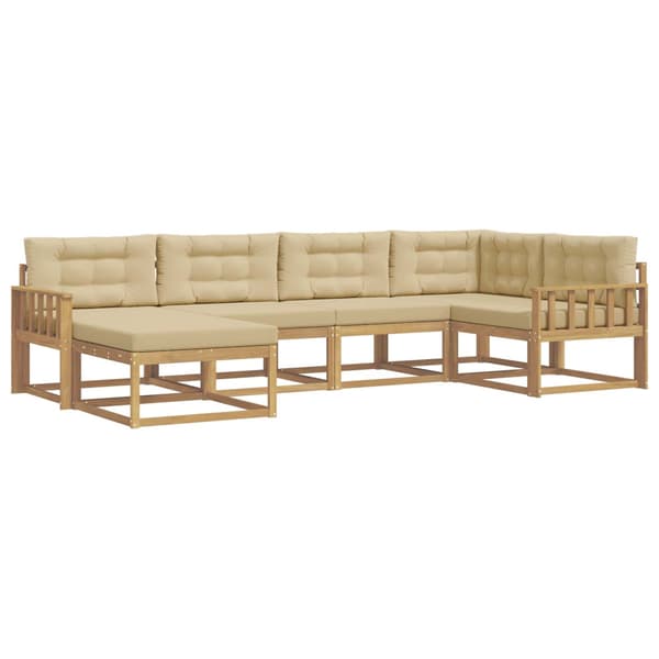 Utomhussoffset med kudde 5 pcs Vit och Beige Polyester