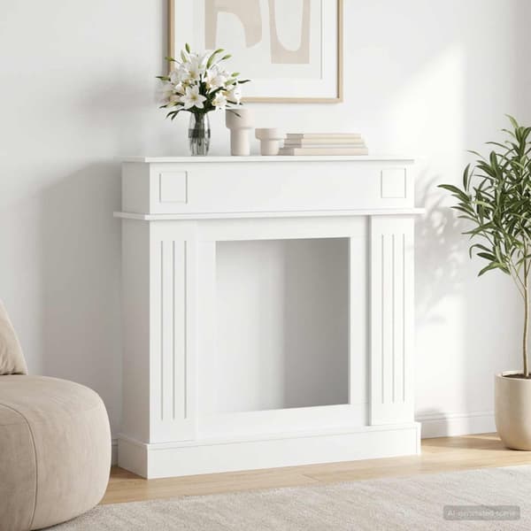 Eldstadsram Vit 102 x 26 x 100 cm Konstruerat trä