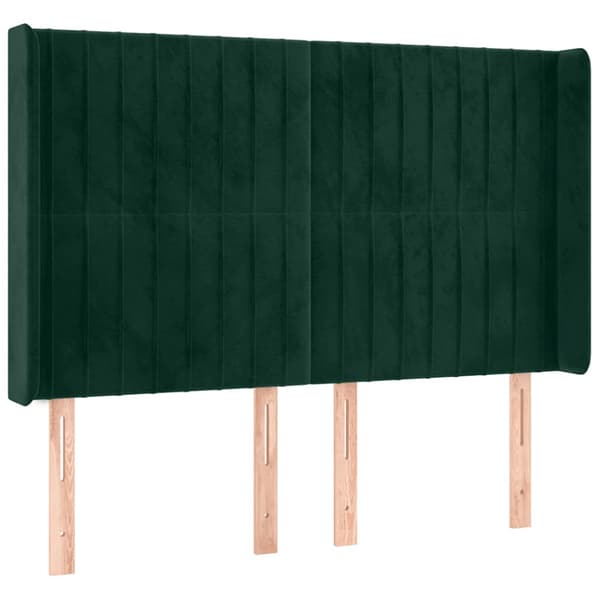 Ramsäng med madrass & LED mörkgrön 140x200 cm sammet