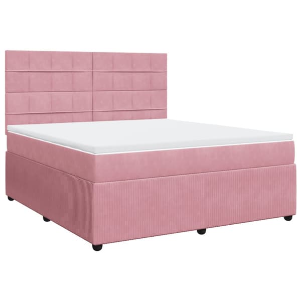 Ramsäng med madrass rosa 180x200 cm sammet