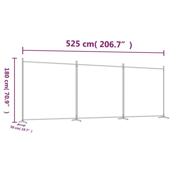 Rumsavdelare 3 paneler vit 525x180 cm tyg