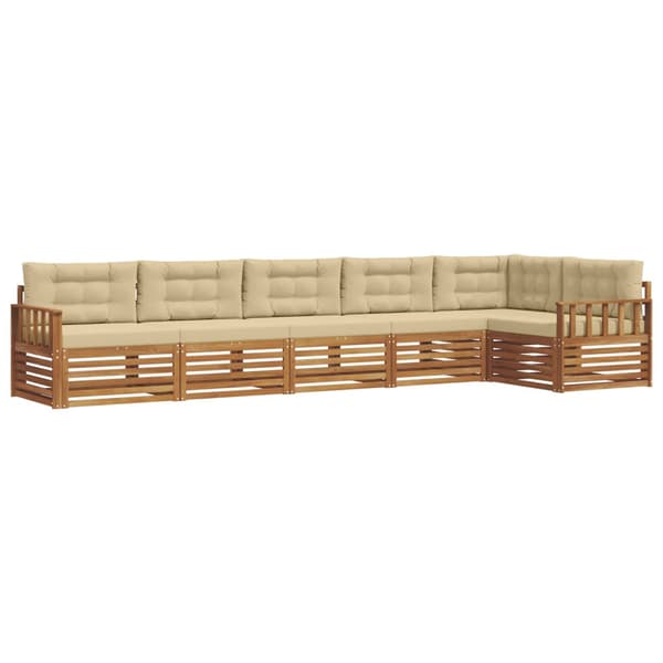 Utomhussoffset med kudde 6 pcs Naturlig och Beige