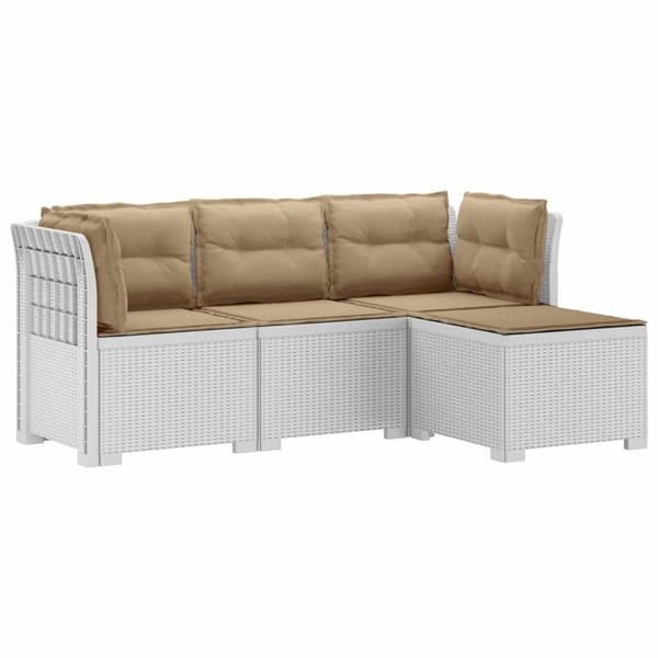 4-sits Trädgårdsoffa med Kuddar Rattan Look PP Vit