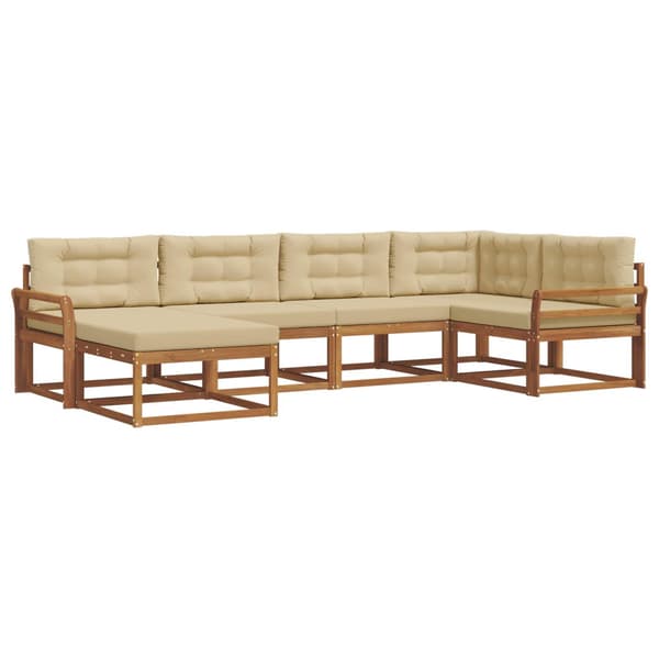 Utomhussoffset med kudde 6 pcs Naturlig och Beige