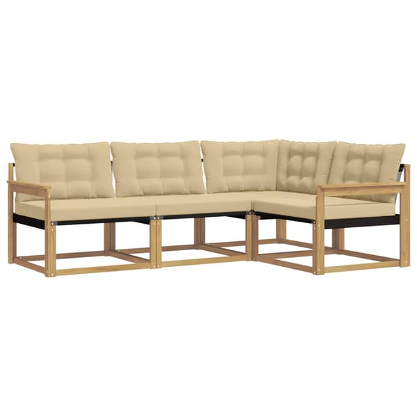 Utomhussoffset med kudde 4 pcs Vit och Beige
