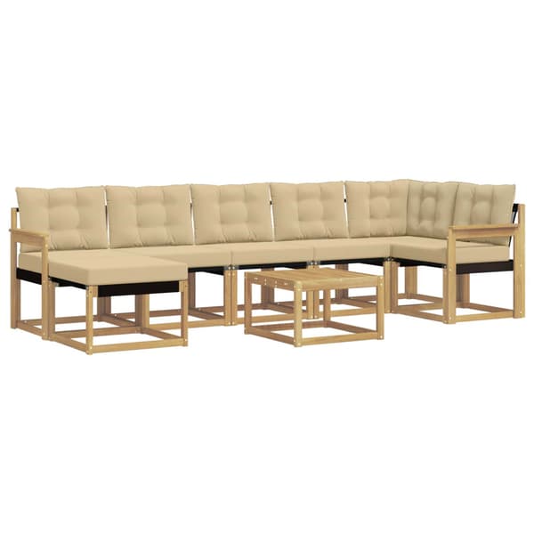 Utomhussoffset med kudde 8 pcs Vit och Beige