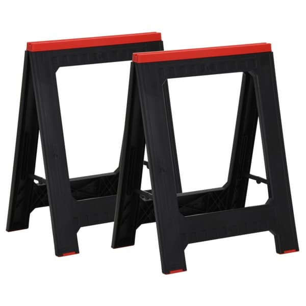 Hopfällbara arbetsbockar 2 st svar och röd polypropen 350 kg