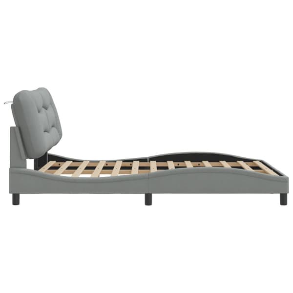 Bed Frame without Mattress "Hvar" Light Grey 140x200 cm Fabric